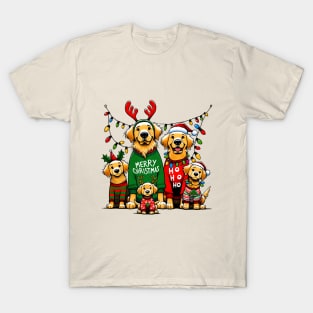 Golden Retriever Family Xmas T-Shirt